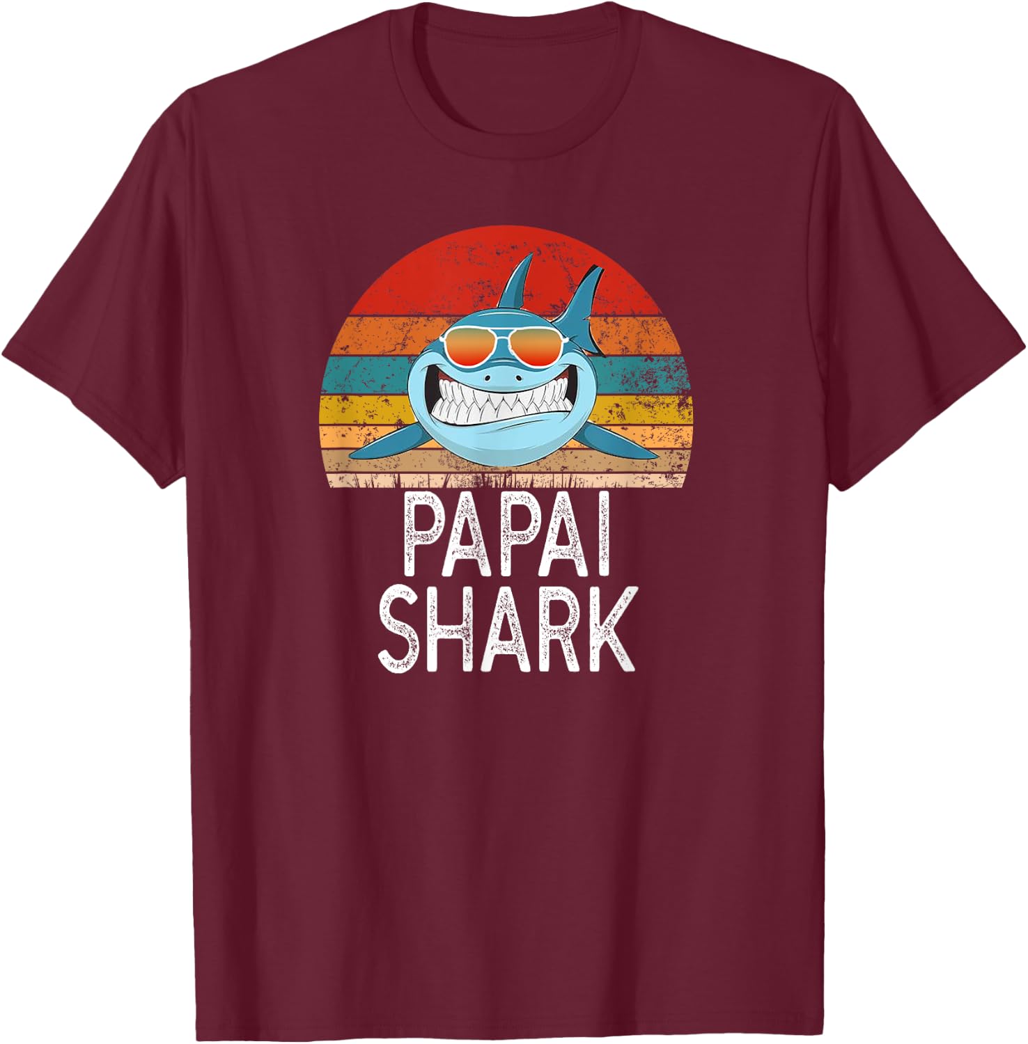 Papai Shark Portuguese Daddy Funny T-Shirt - T-Shirt | Maroon