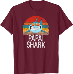 Papai Shark Portuguese Daddy Funny T-Shirt - T-Shirt | Maroon
