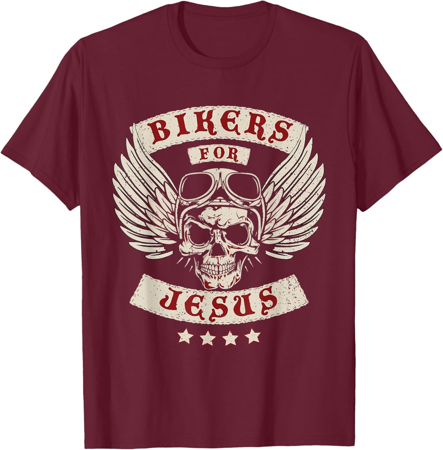 Christian Patch Bikers for Jesus Motorcycle Holy Spirit T-Shirt - T-Shirt | Maroon