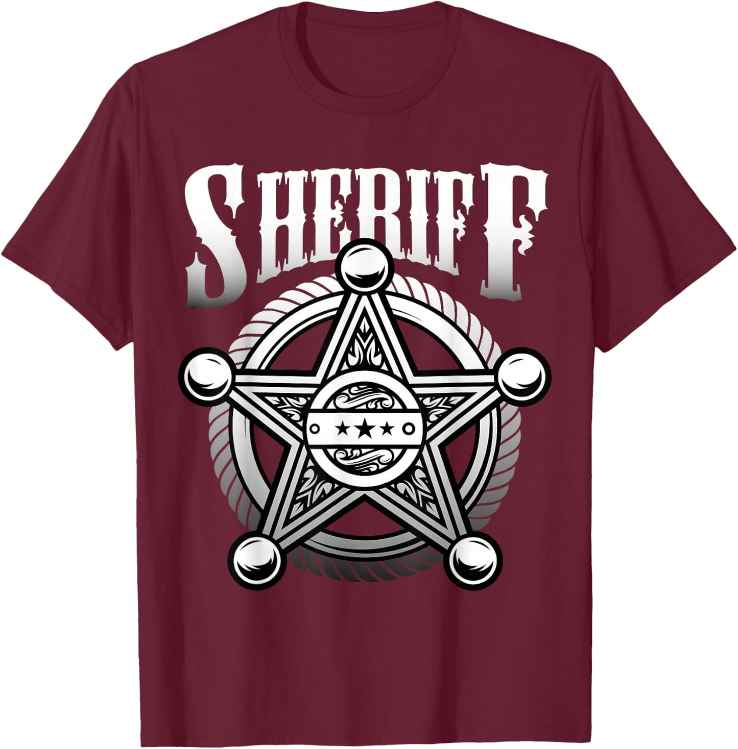 Sheriff Star Officer Badge Bandits Sheriff Star T-Shirt - T-Shirt | Maroon