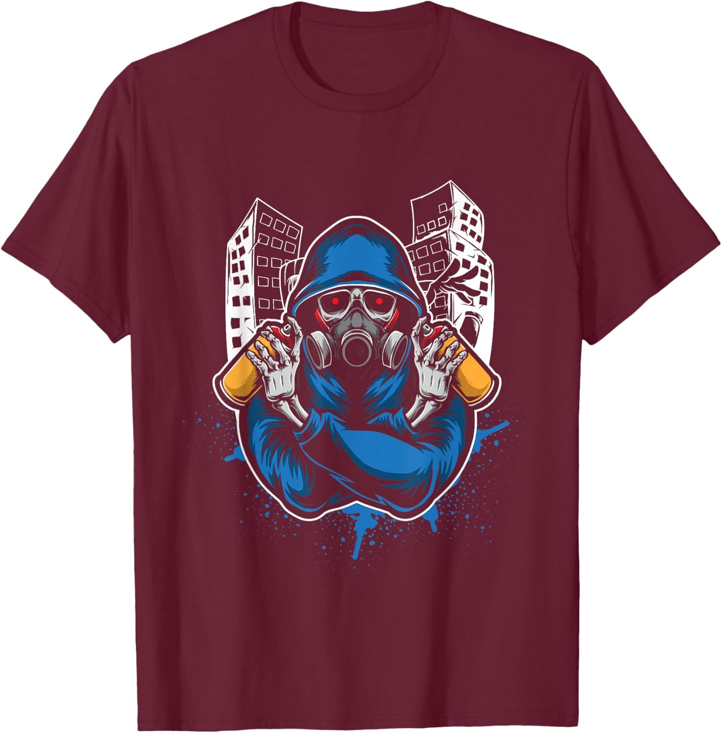 Graffiti Skeleton Spray Can Spray Spray Spray Gift T-Shirt - T-Shirt | Maroon