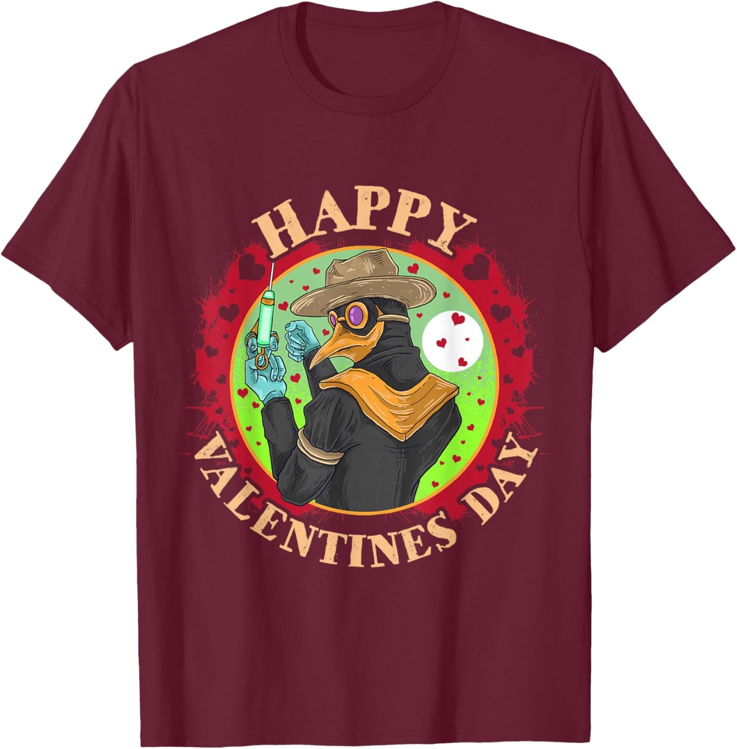 Happy Valentine's Day Plague Doctor T-Shirt - T-Shirt | Maroon