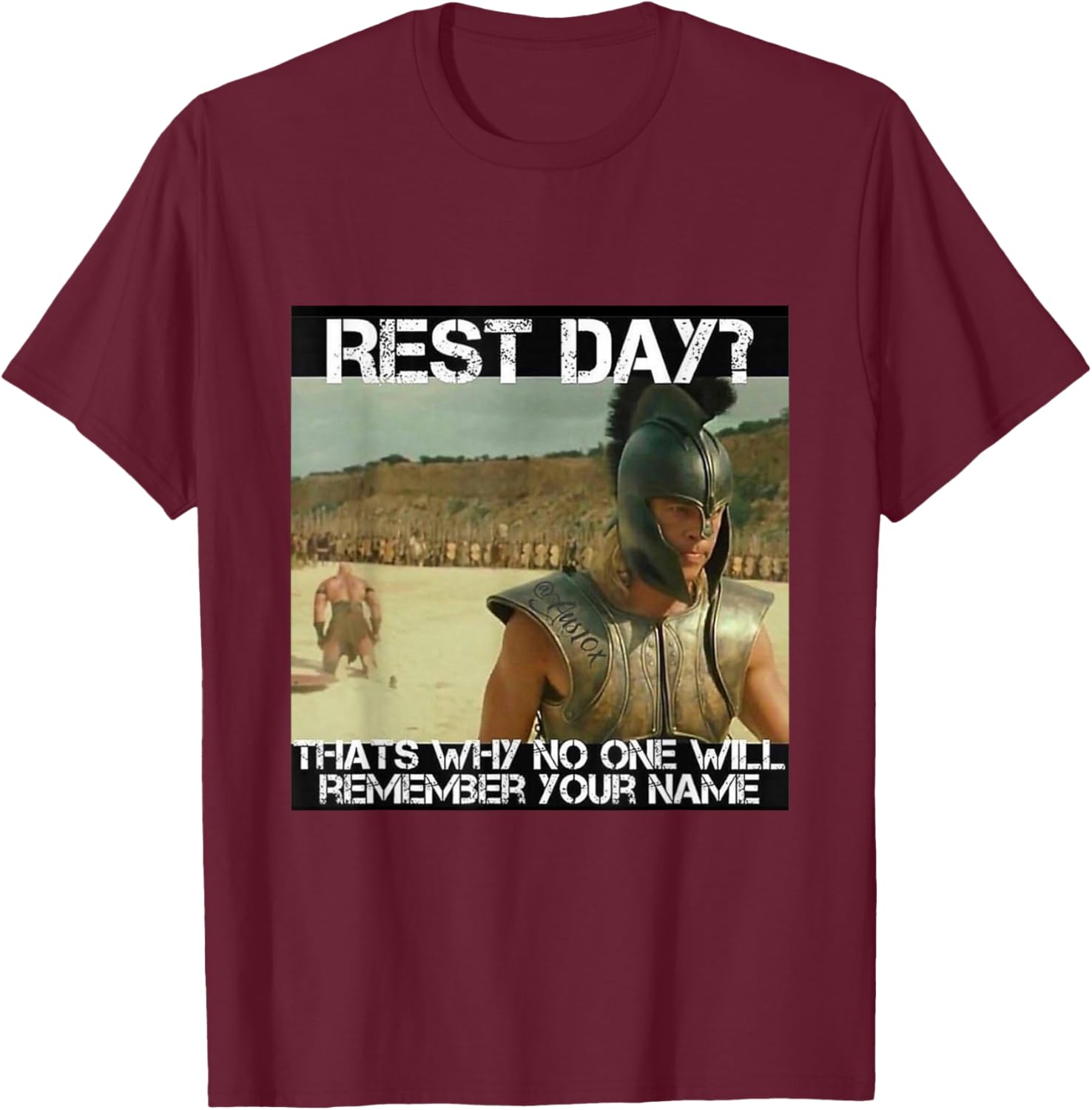 Motivational Gym Shirt, Funny Fitness Shirt, Achilles T-Shirt - T-Shirt | Maroon