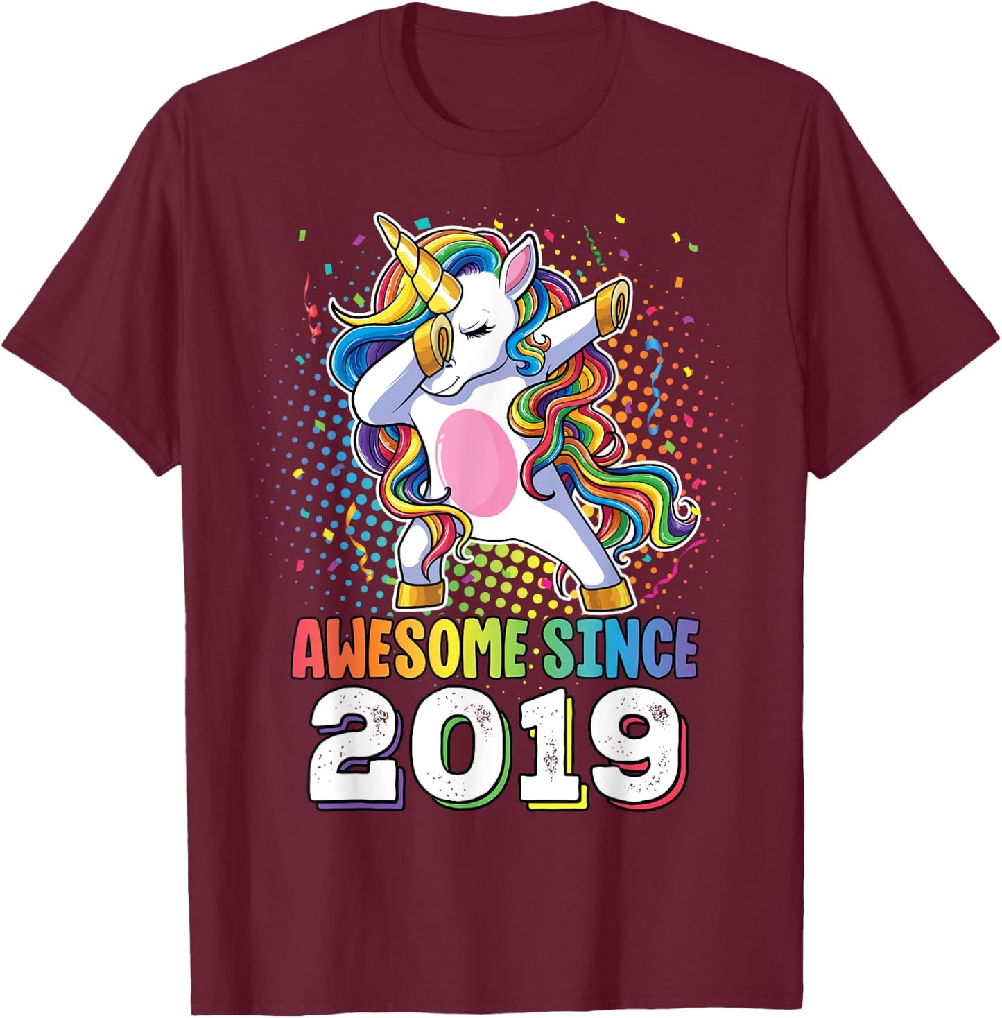 Awesome Since 2019 Shirt Girls 4 Years Old Birthday T-Shirt - T-Shirt | Maroon