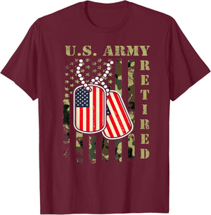 Proud US Army Veteran, Retired Army Veteran, Grumpy Old Vet T-Shirt - T-Shirt | Maroon
