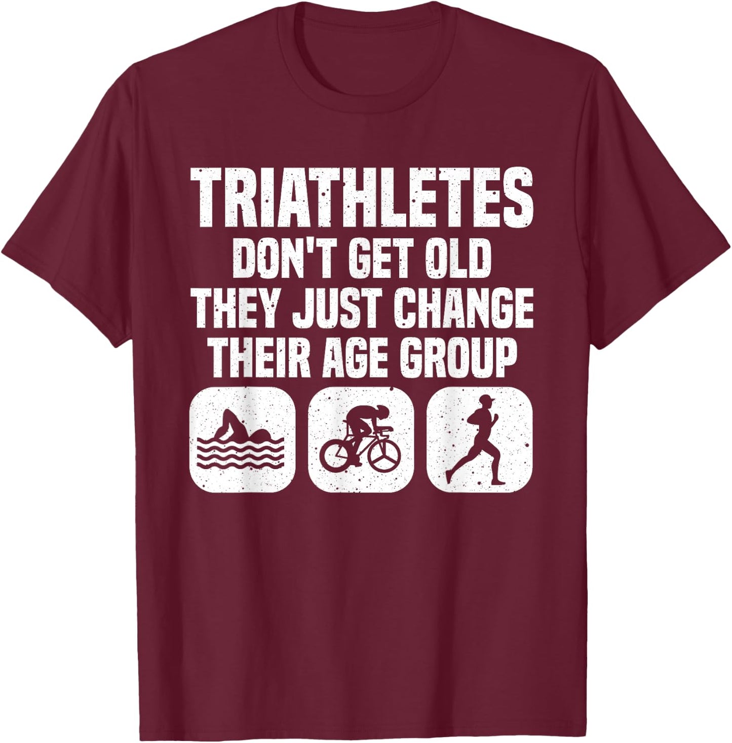Funny Triathlon Design Men Women Triathletes Swim Bike Run T-Shirt - T-Shirt | Maroon