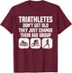 Funny Triathlon Design Men Women Triathletes Swim Bike Run T-Shirt - T-Shirt | Maroon
