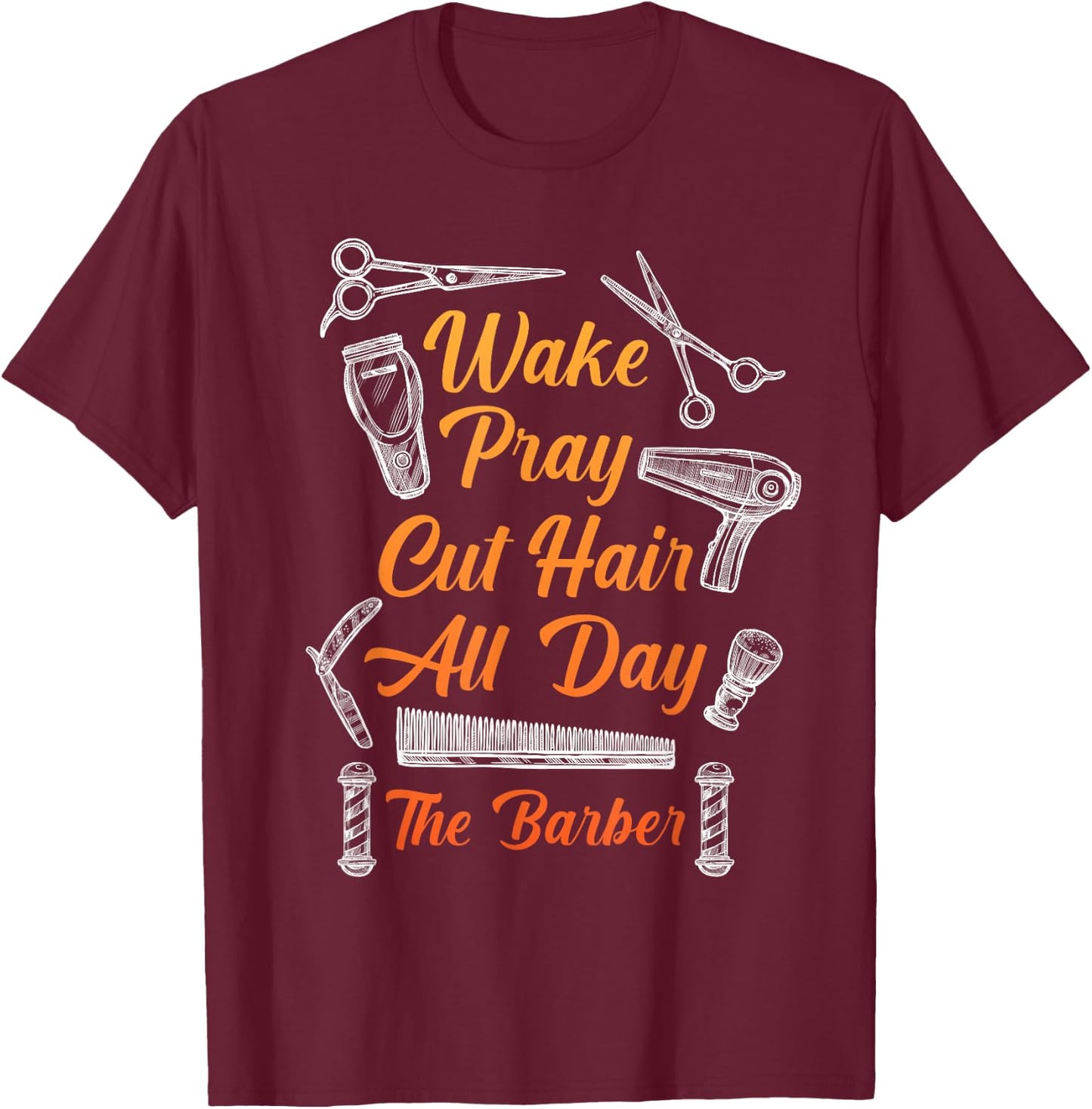 Barbers Christian Hairstylist Prayer hairdresser T-Shirt - T-Shirt | Maroon