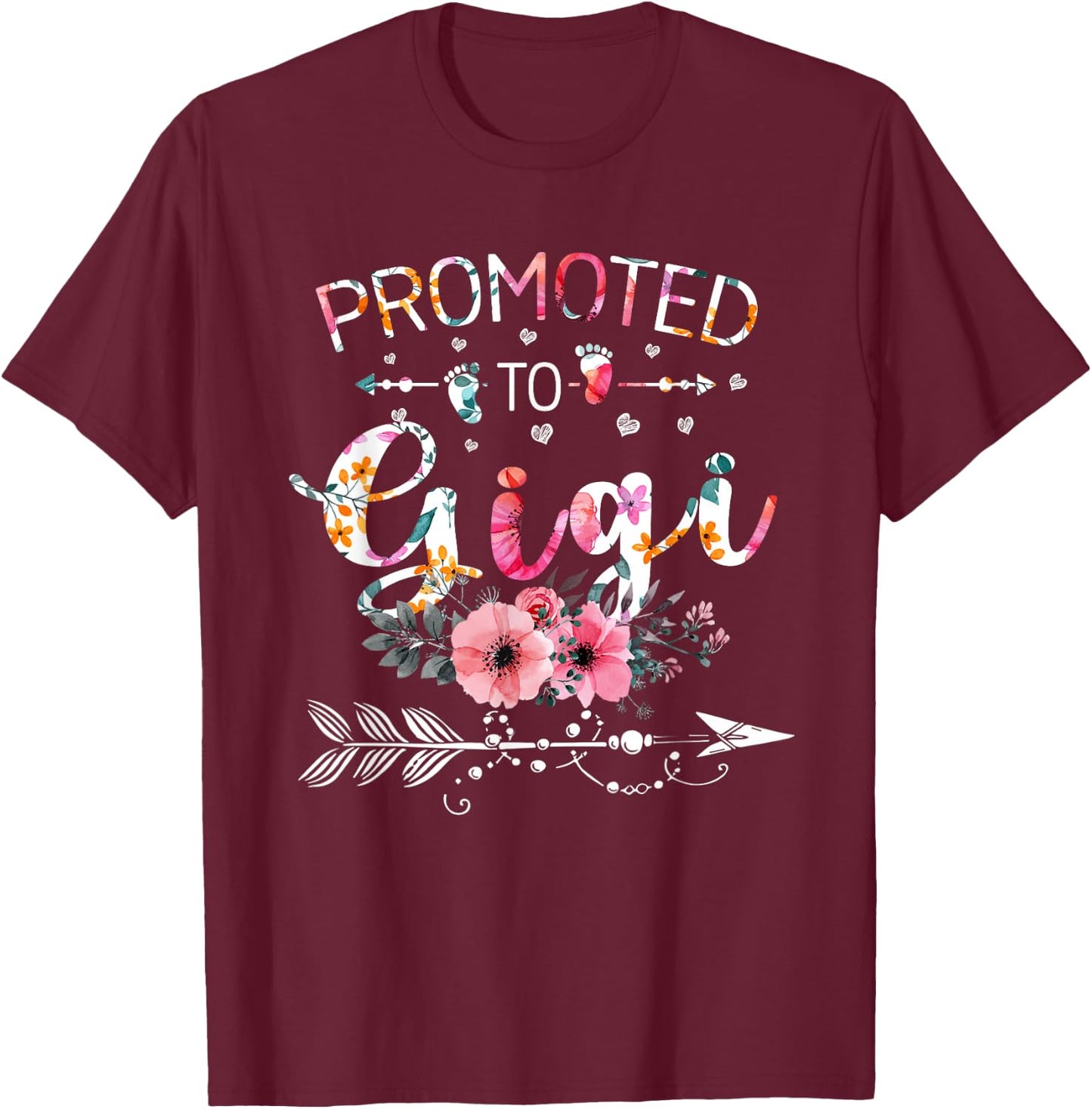 Promoted To Gigi Announcement Funny New Gigi Mothers Day T-Shirt - T-Shirt | Maroon