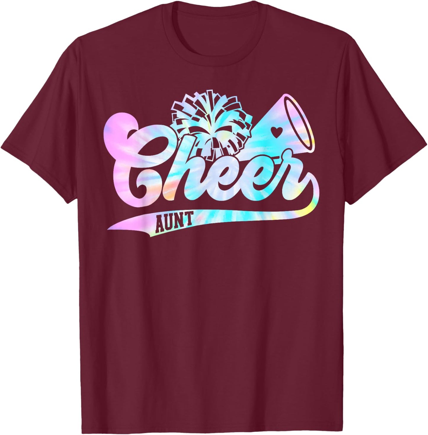 Tie Dye Cheer Aunt Cheerleading for Cheerleader Squad BFF T-Shirt - T-Shirt | Maroon