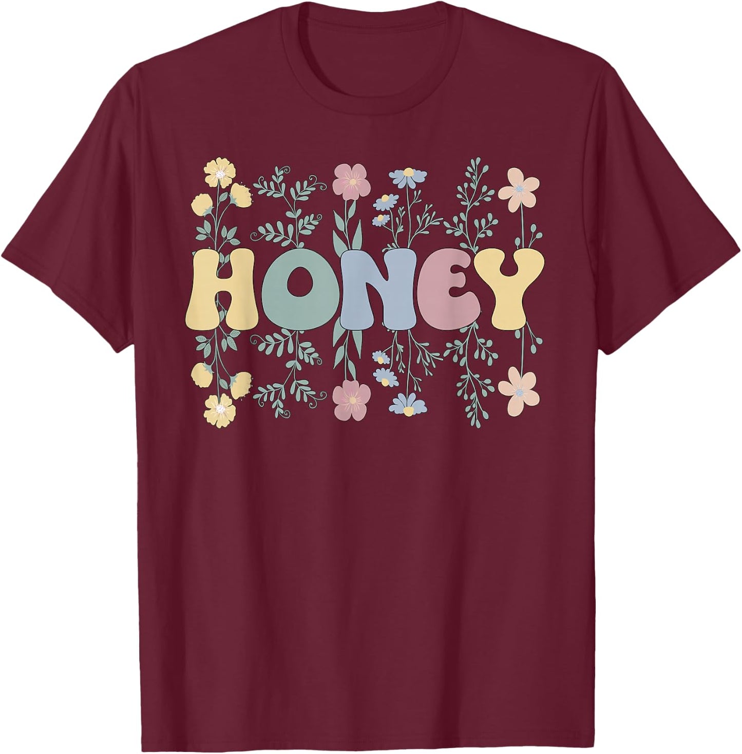 Groovy Honey Grandmother Flowers Honey Grandma T-Shirt - T-Shirt | Maroon