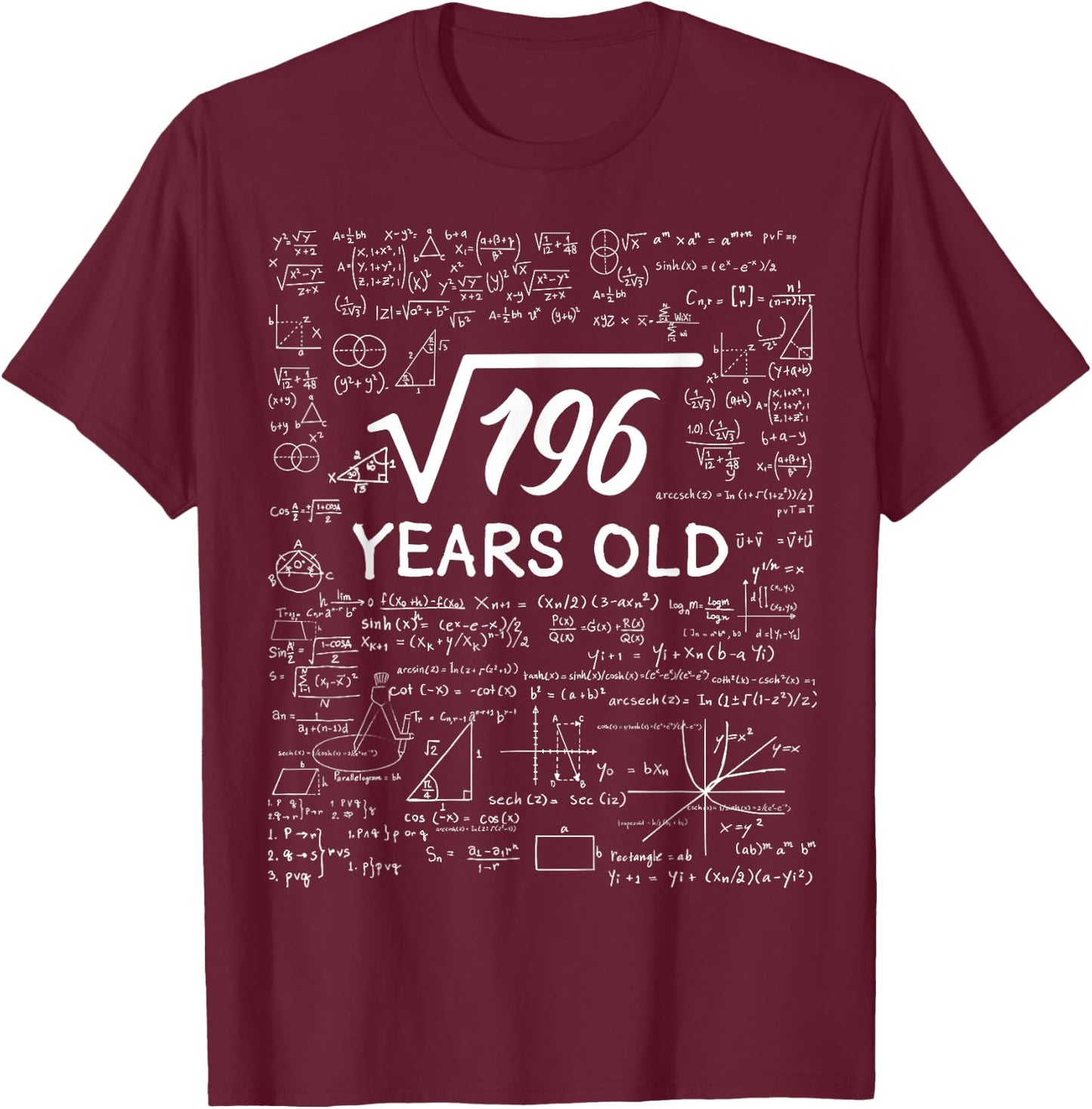 14 Birthday Boy Men Son Him Girl Funny Math 14th Birthday T-Shirt - T-Shirt | Maroon