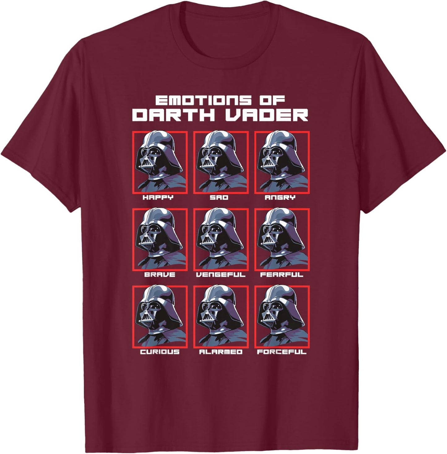 Star Wars Emotions Of Darth Vadar Portrait Grid T-Shirt - T-Shirt | Maroon