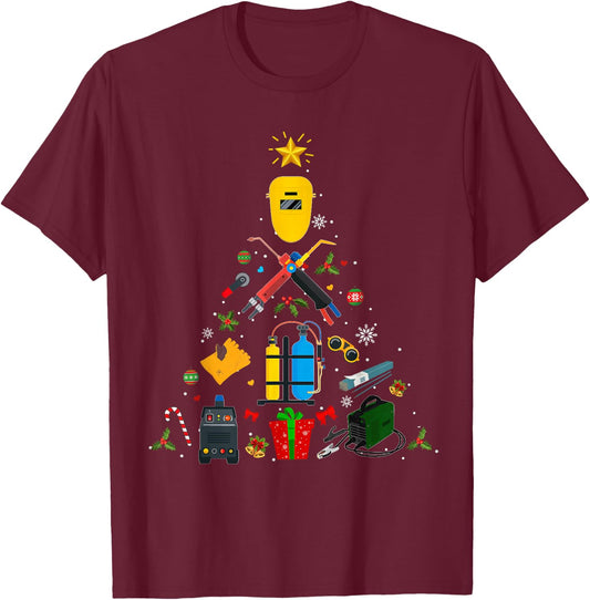 Welder Welding Christmas Ornament Tree Xmas Holiday 2021 T-Shirt - T-Shirt | Maroon