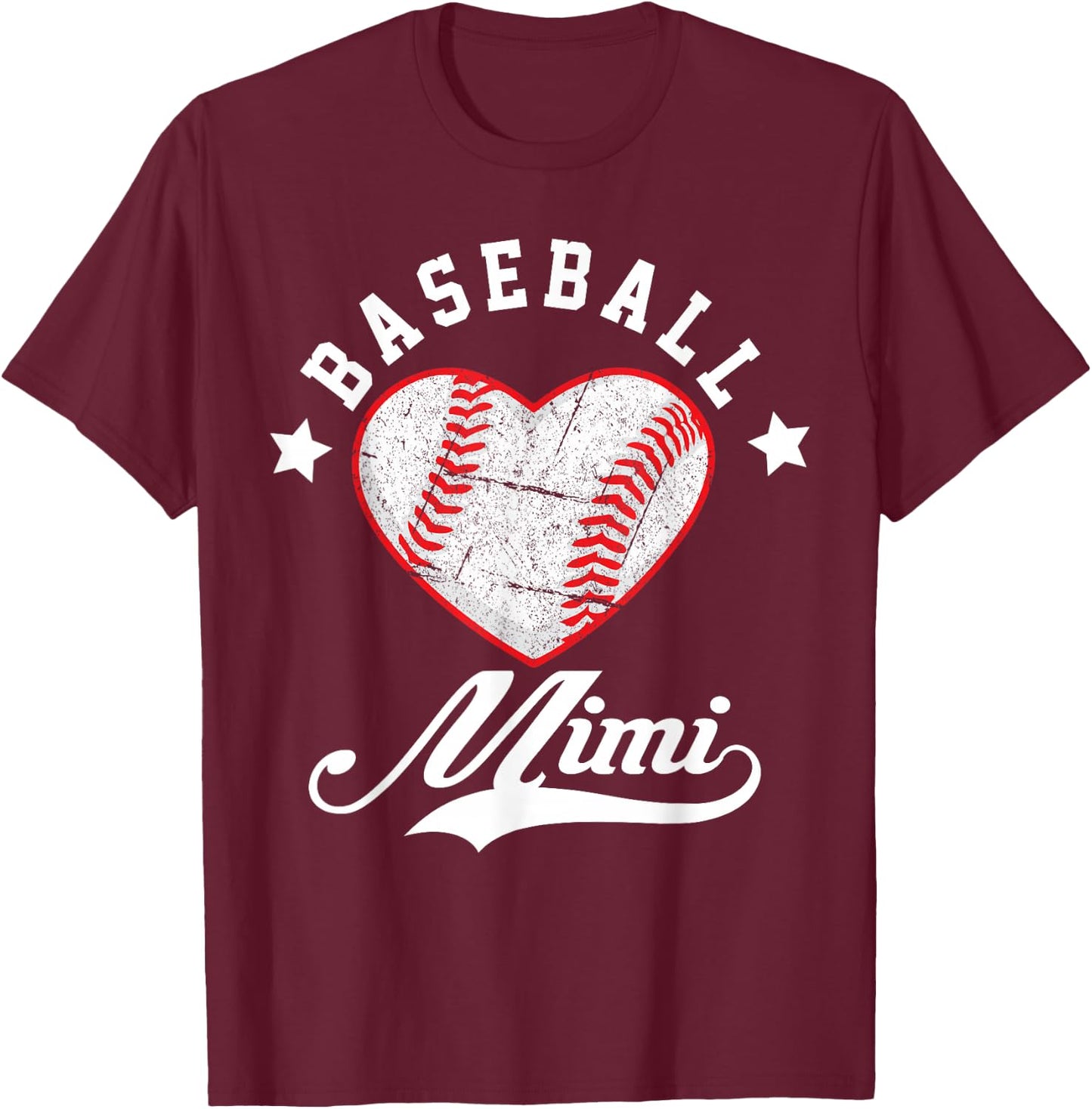 Vintage Baseball Mimi Love Baseball Player Mother's Day 2023 T-Shirt - T-Shirt | Maroon