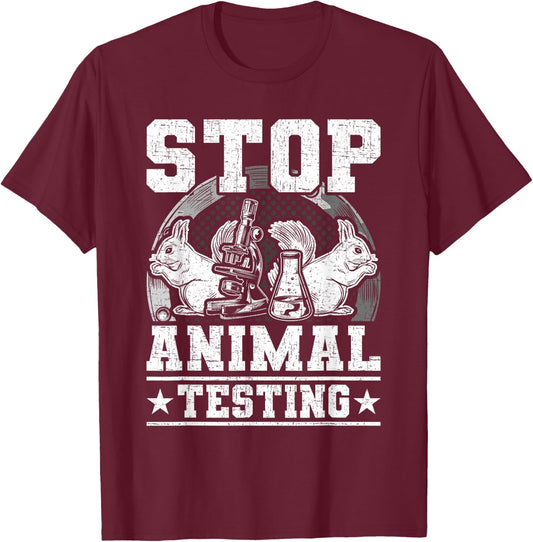 Stop animal testing animal lovers T-Shirt - T-Shirt | Maroon