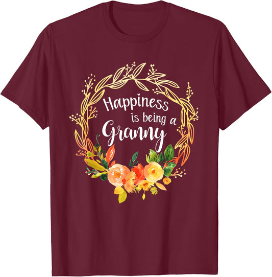 Happiness is being a Granny Announcement Mothers Day T-Shirt - T-Shirt | Maroon