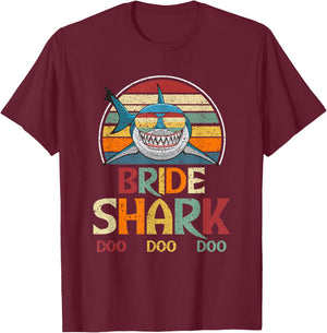 Retro Vintage Bride Shark Wedding Gift T-Shirt - T-Shirt | Maroon