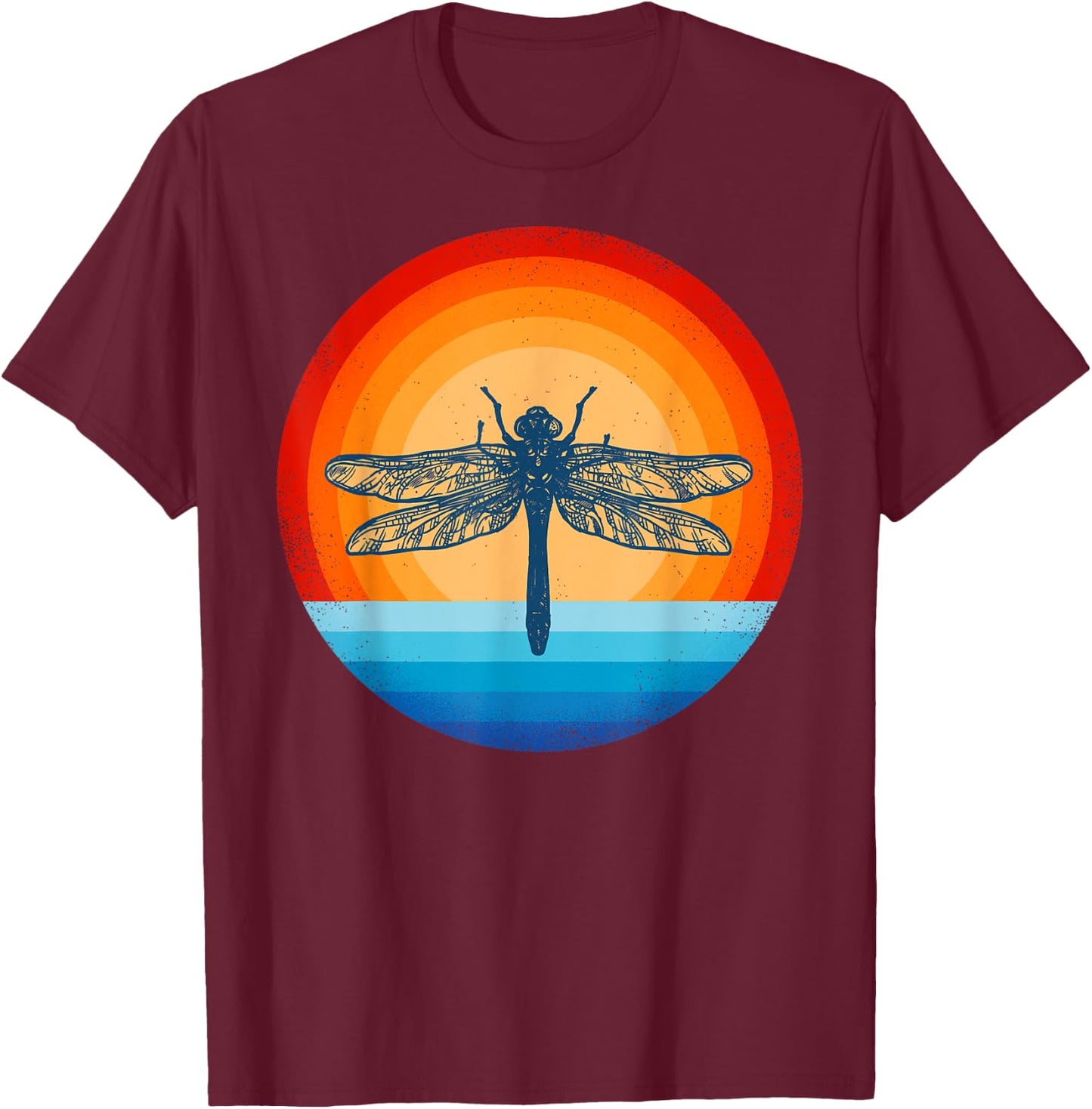 Dragonfly Retro Vintage 60s 70s Sunset Bug Insect Men Women T-Shirt - T-Shirt | Maroon