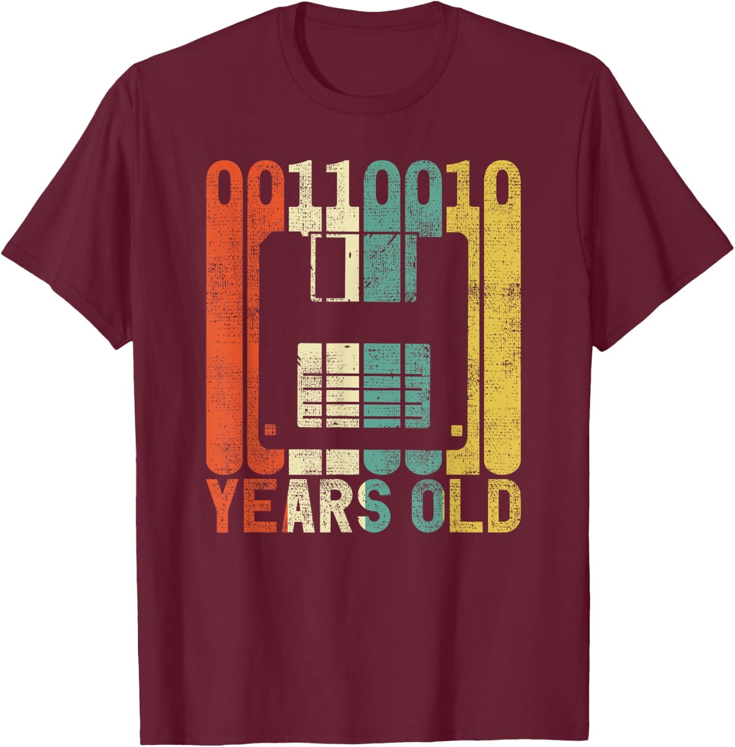 Retro 50th Birthday Nerd Floppy Disk Binary Computer Gift T-Shirt - T-Shirt | Maroon