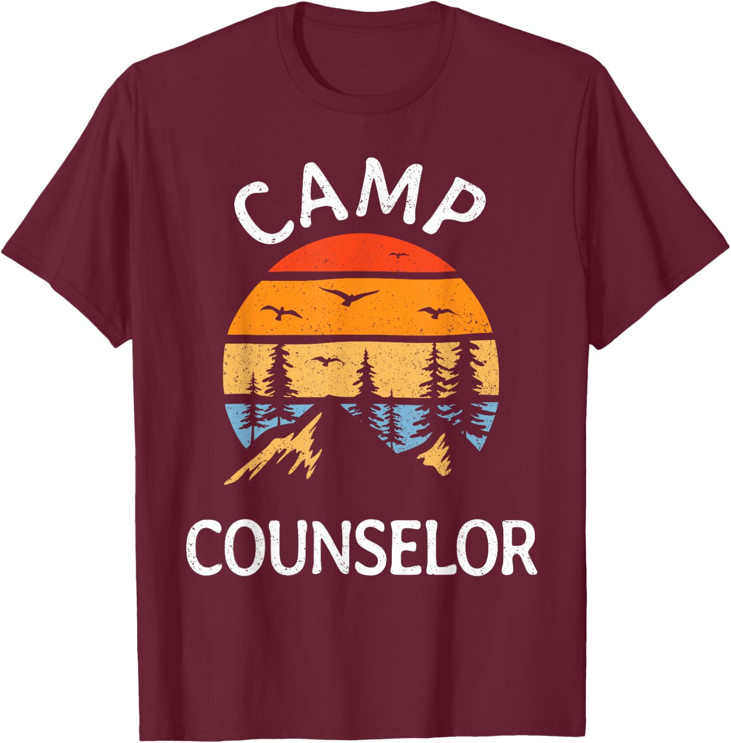 Camp Counselor Retro Summer Director Camper Staff Camping T-Shirt - T-Shirt | Maroon