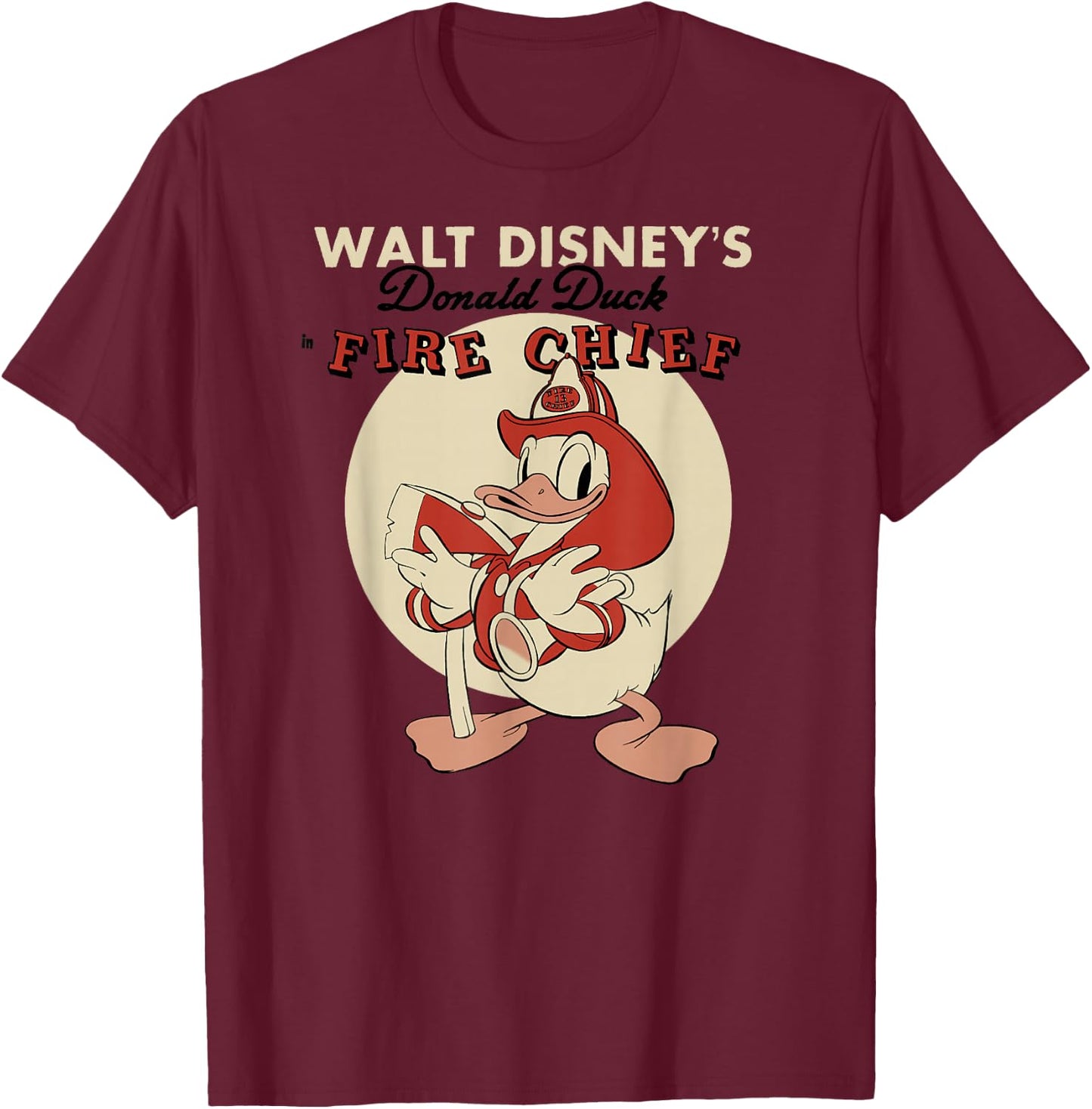 Disney Mickey and Friends Vintage Donald Duck Fire Chief T-Shirt - T-Shirt | Maroon
