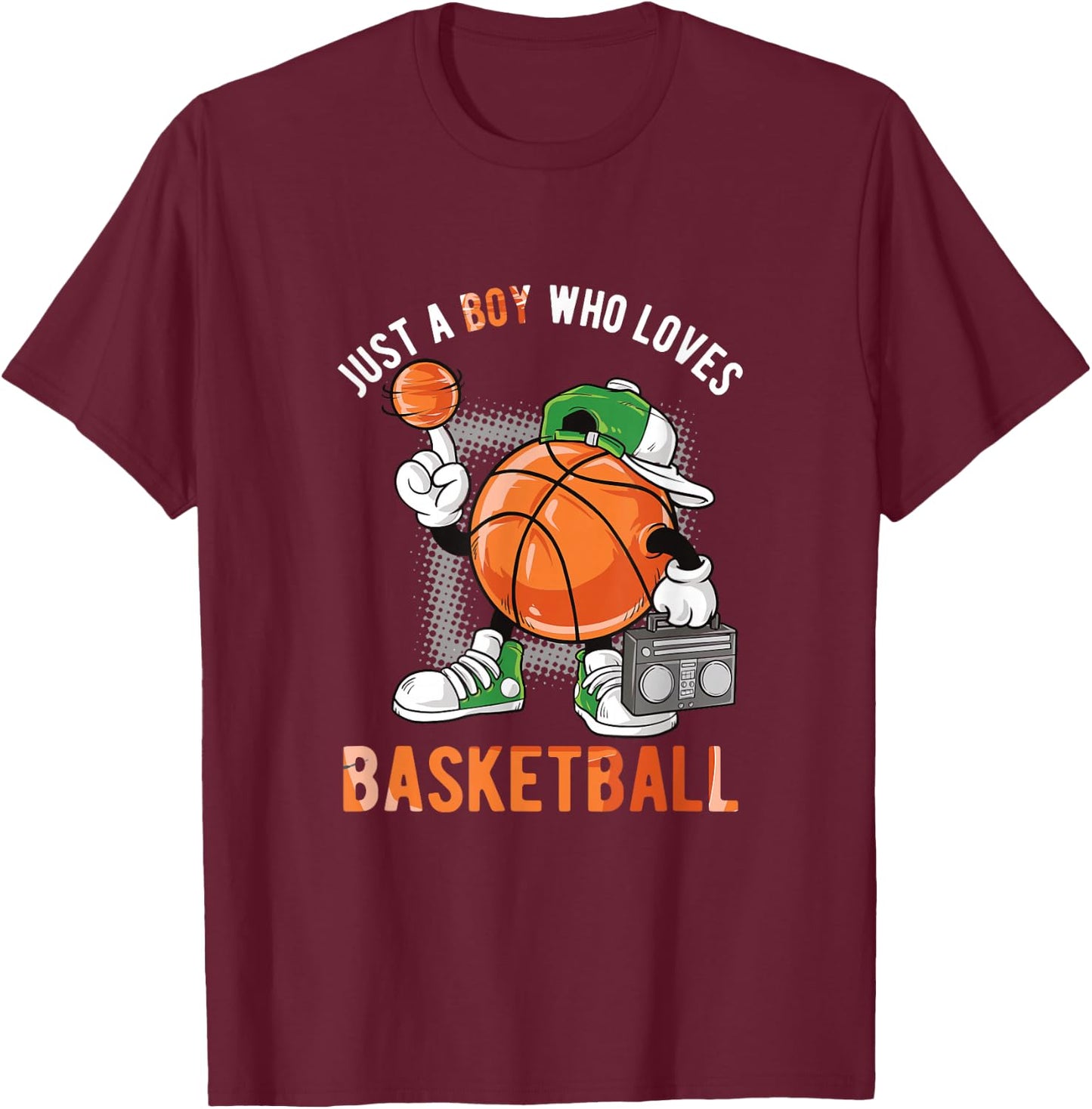 Just A Boy Who Loves Basketball Small T-Shirt - T-Shirt | Maroon