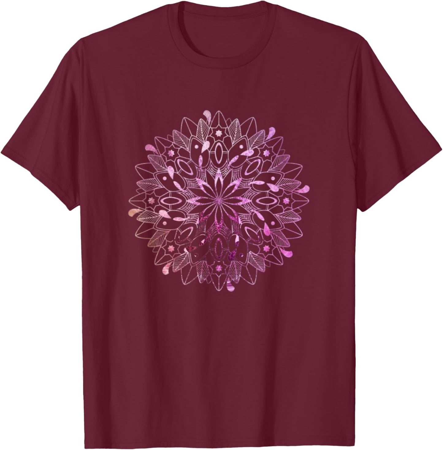 Pink Mandala Sacred Geometry Mantra Om Meditation Yoga Gift T-Shirt - T-Shirt | Maroon