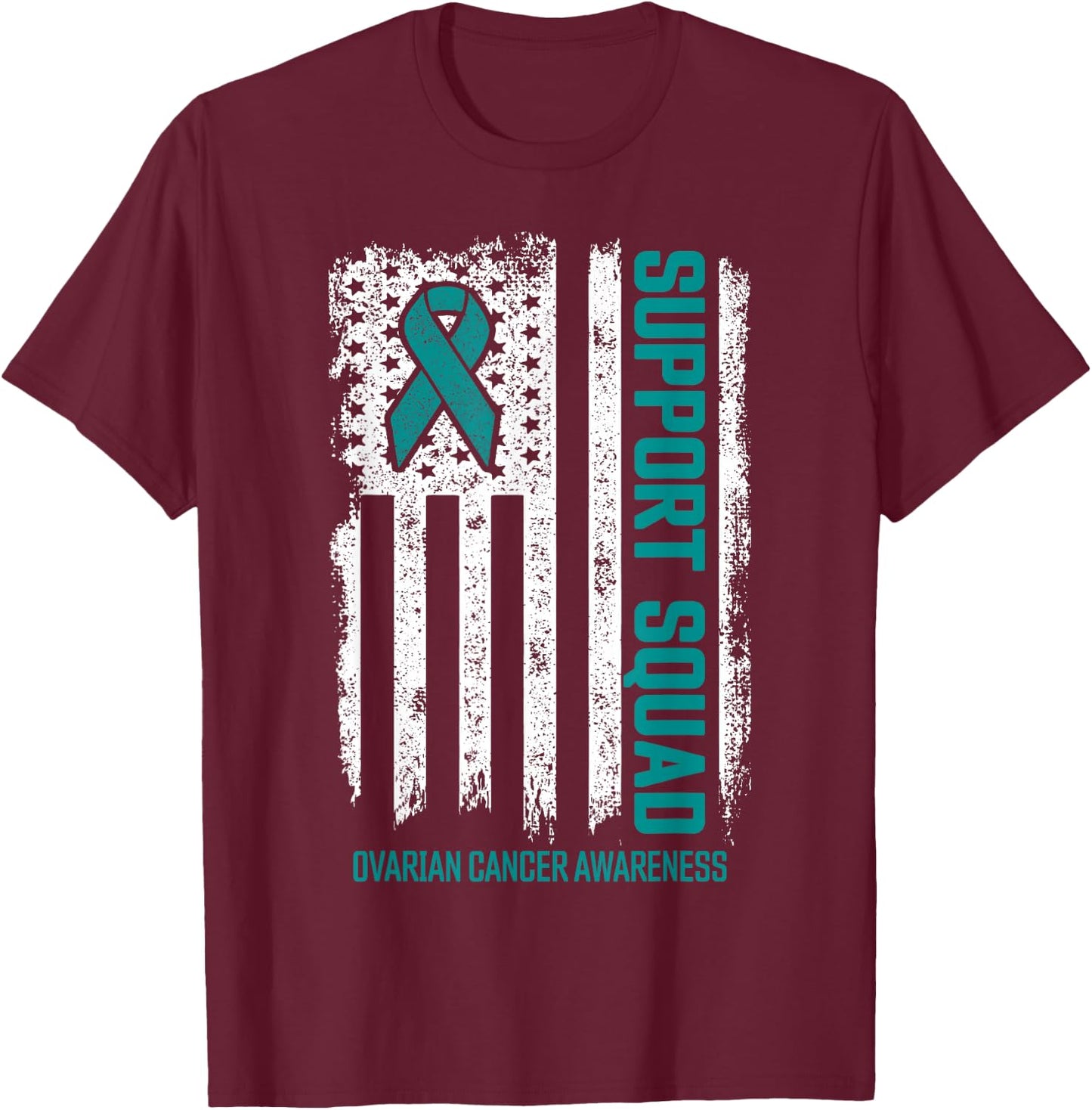 Ovarian Cancer Shirts Support Squad Ovarian Cancer Awareness T-Shirt - T-Shirt | Maroon