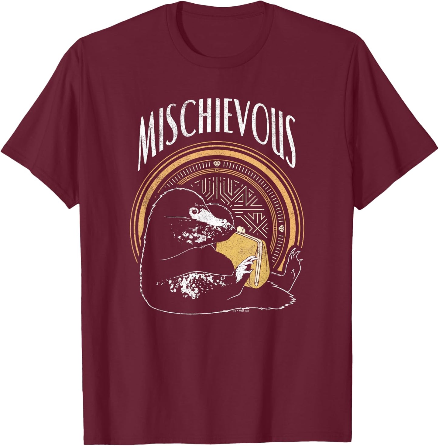 Fantastic Beasts Mischievous Niffler Poster T-Shirt - T-Shirt | Maroon