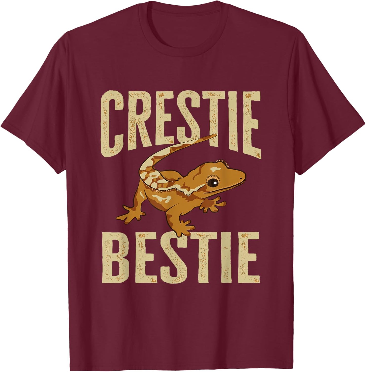 Crested Gecko Eyelash Lizard Crestie Bestie Herpetologist T-Shirt - T-Shirt | Maroon