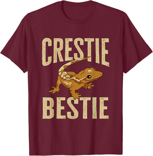 Crested Gecko Eyelash Lizard Crestie Bestie Herpetologist T-Shirt - T-Shirt | Maroon