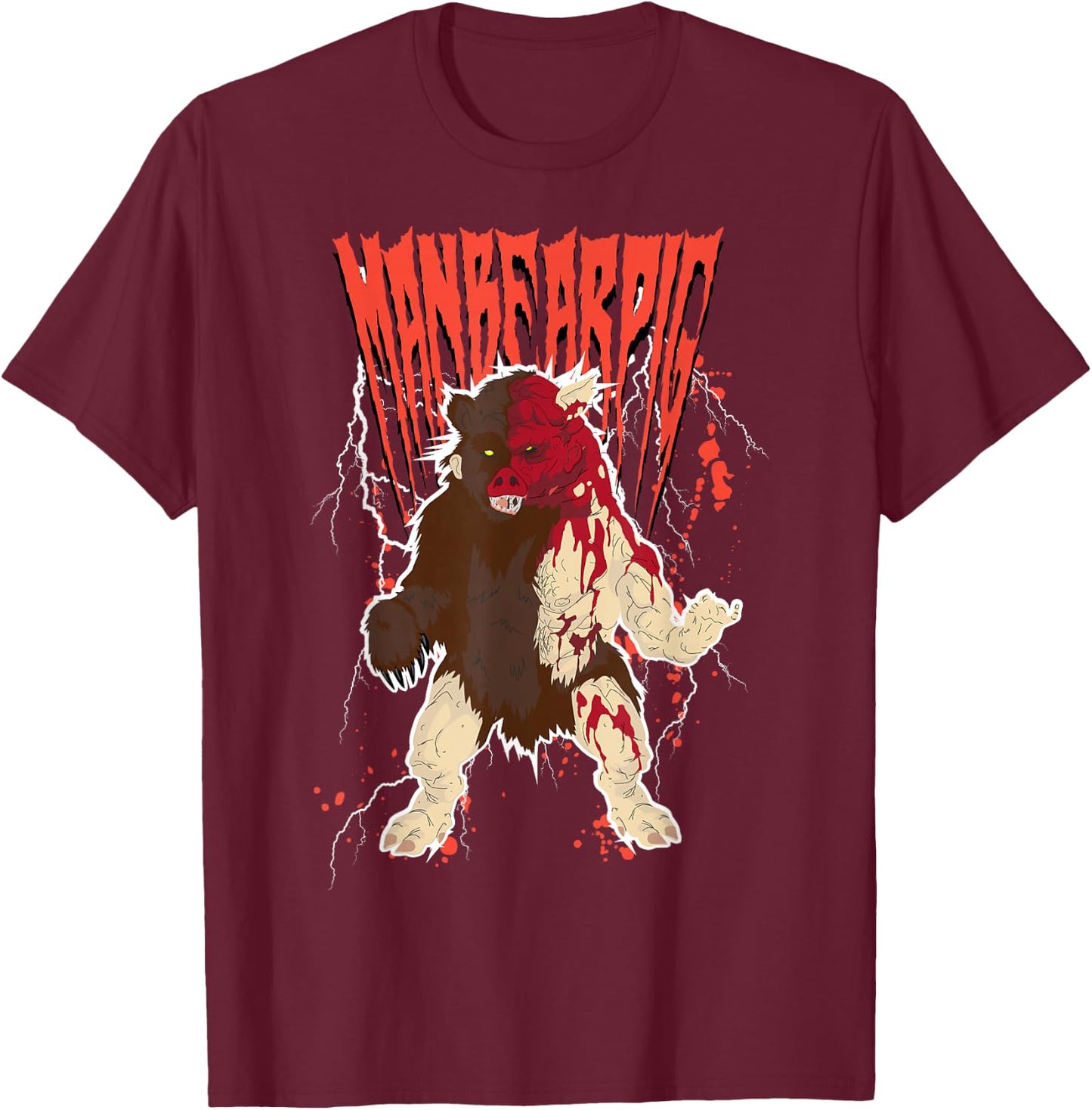 South Park Man Bear Pig T-Shirt - T-Shirt | Maroon