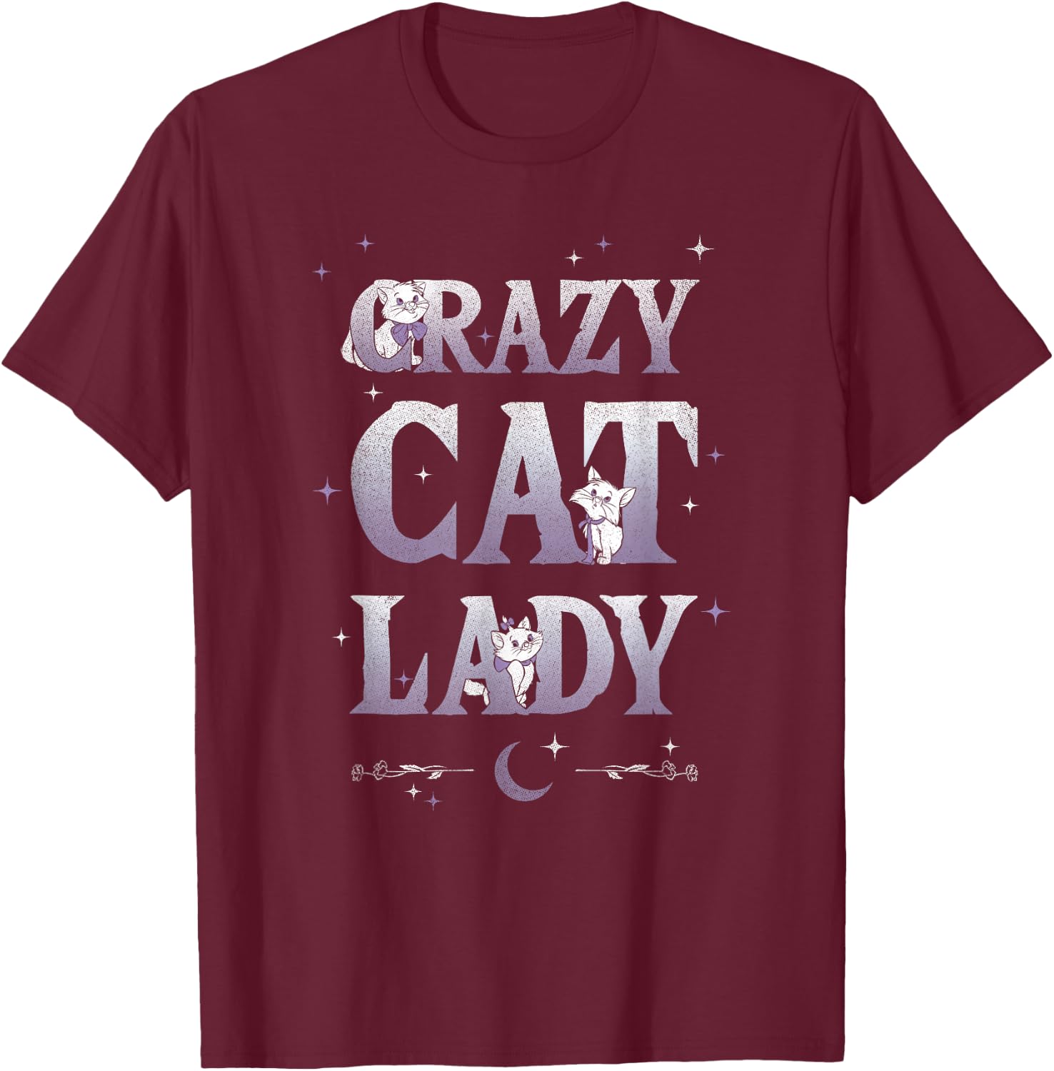 Disney The Aristocats Crazy Cat Lady Quote T-Shirt - T-Shirt | Maroon