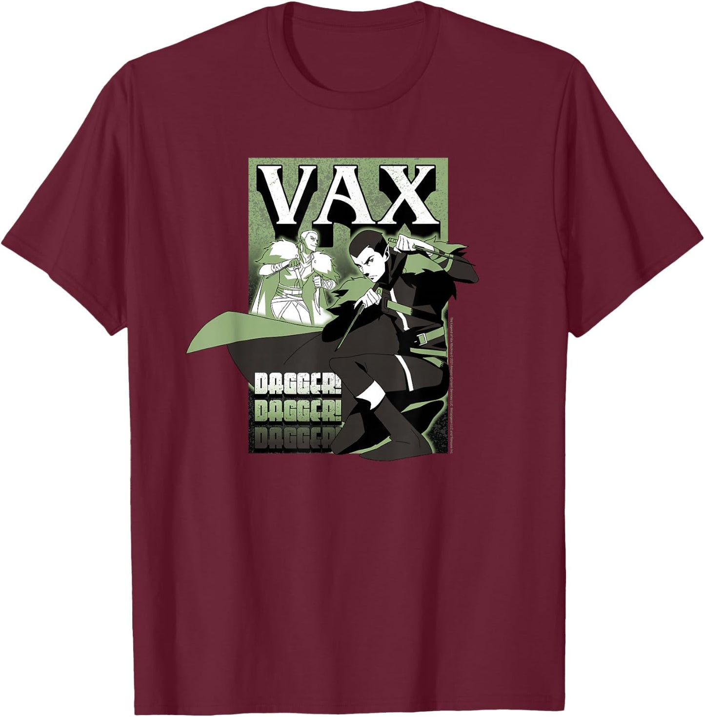 The Legend of Vox Machina Vax with Dagger Small T-Shirt - T-Shirt | Maroon
