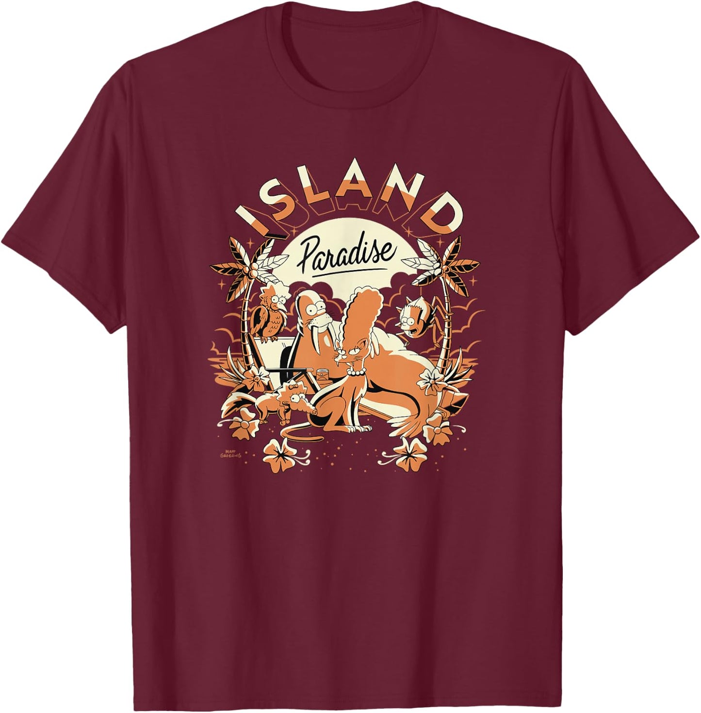 The Simpsons: Treehouse of Horror Island Paradise Group T-Shirt - T-Shirt | Maroon