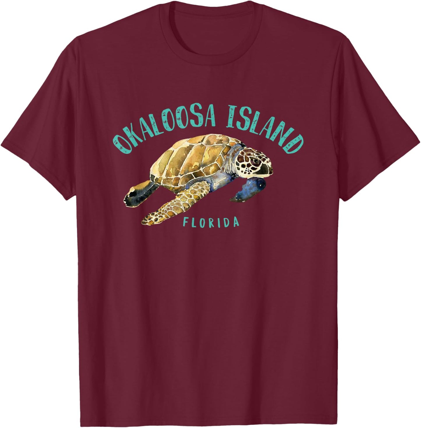 Okaloosa Island Florida Sea Turtle Design T-Shirt - T-Shirt | Maroon