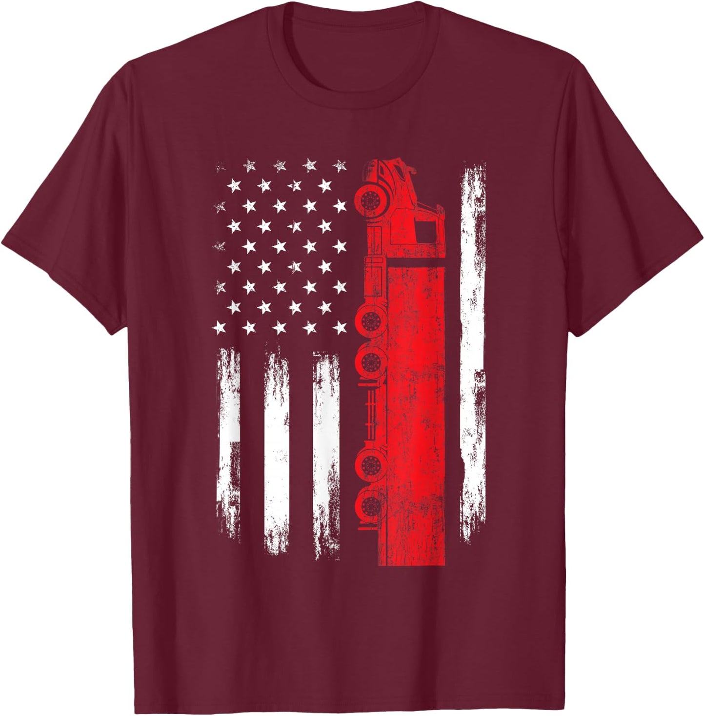 American Flag Truck - Semi Truck Driver Trucking Trucker T-Shirt - T-Shirt | Maroon