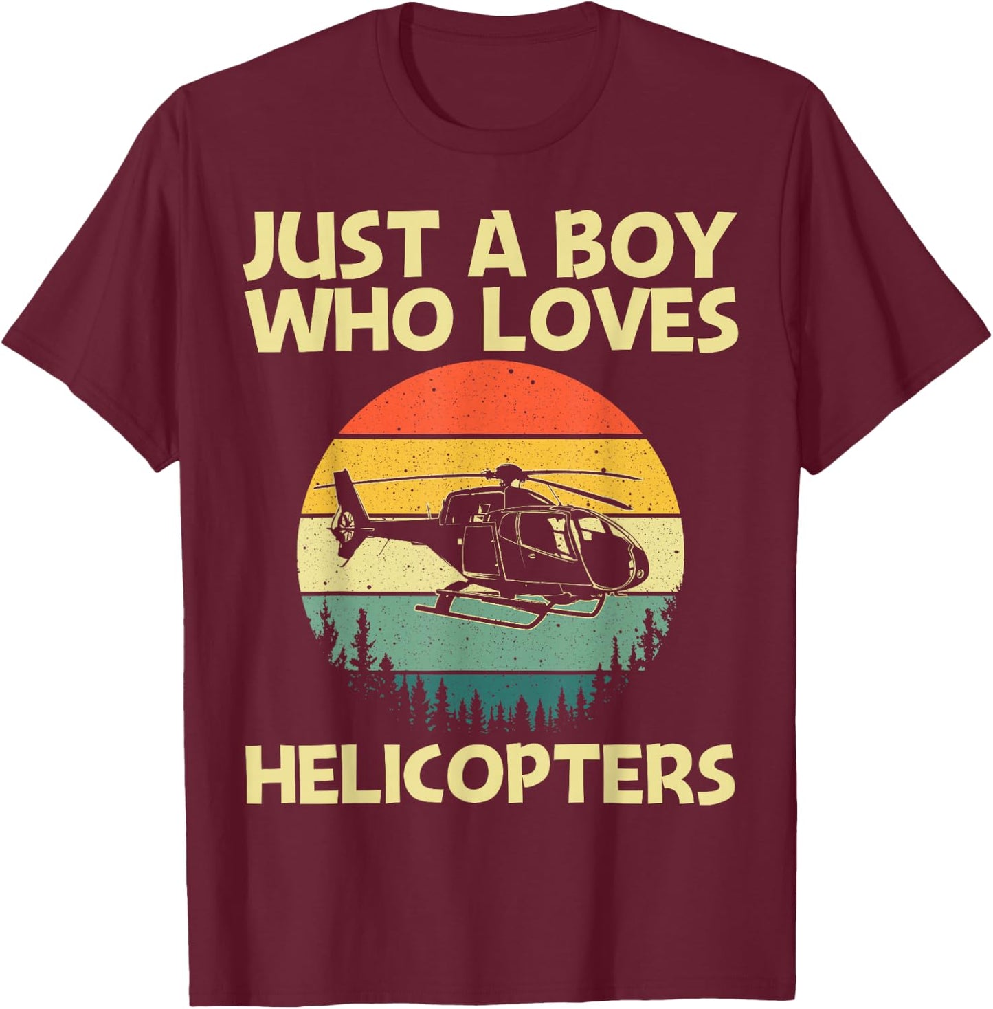Best Helicopter Art For Boys Kids Aircraft Helicopter Pilot T-Shirt - T-Shirt | Maroon