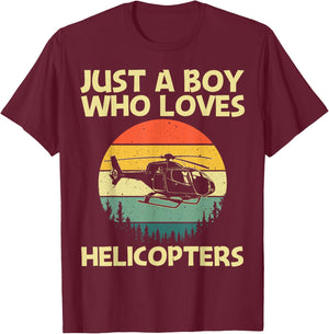 Best Helicopter Art For Boys Kids Aircraft Helicopter Pilot T-Shirt - T-Shirt | Maroon
