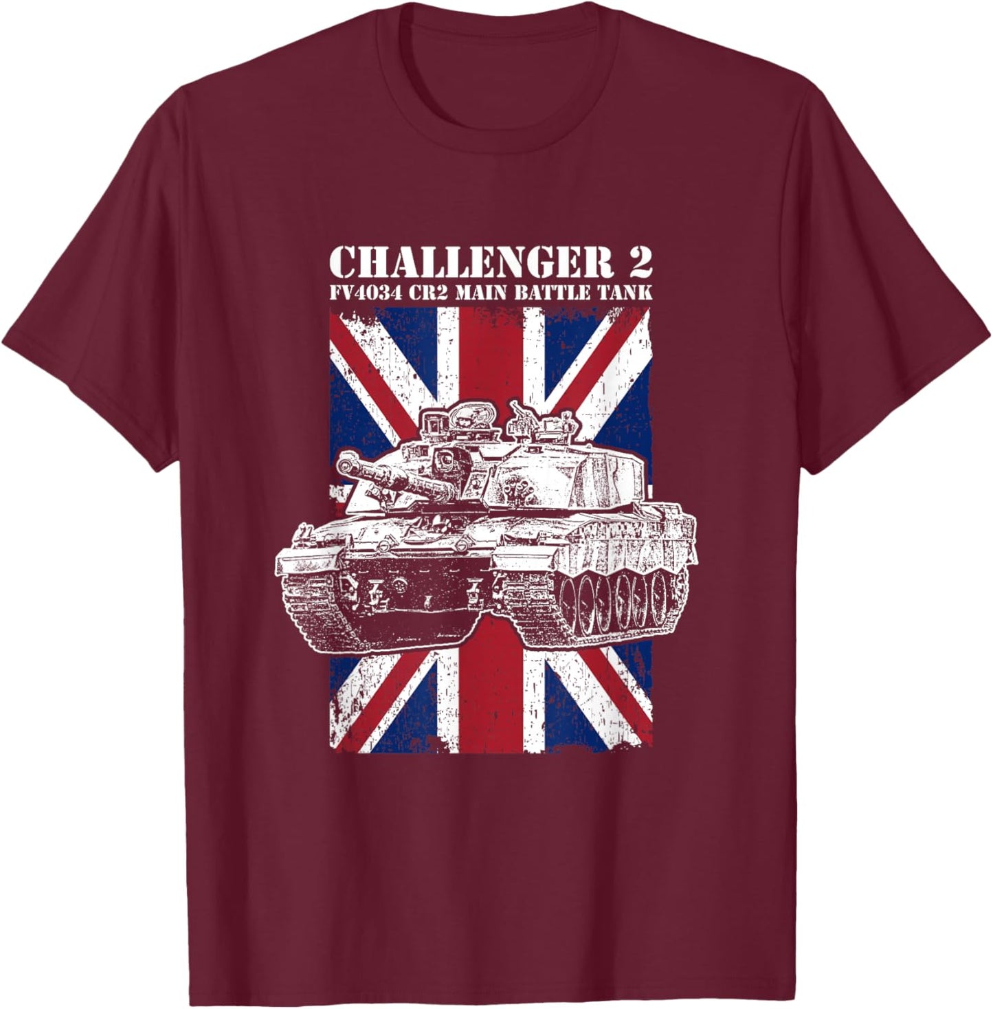 Challenger 2 Tank British MBT T-Shirt - T-Shirt | Maroon