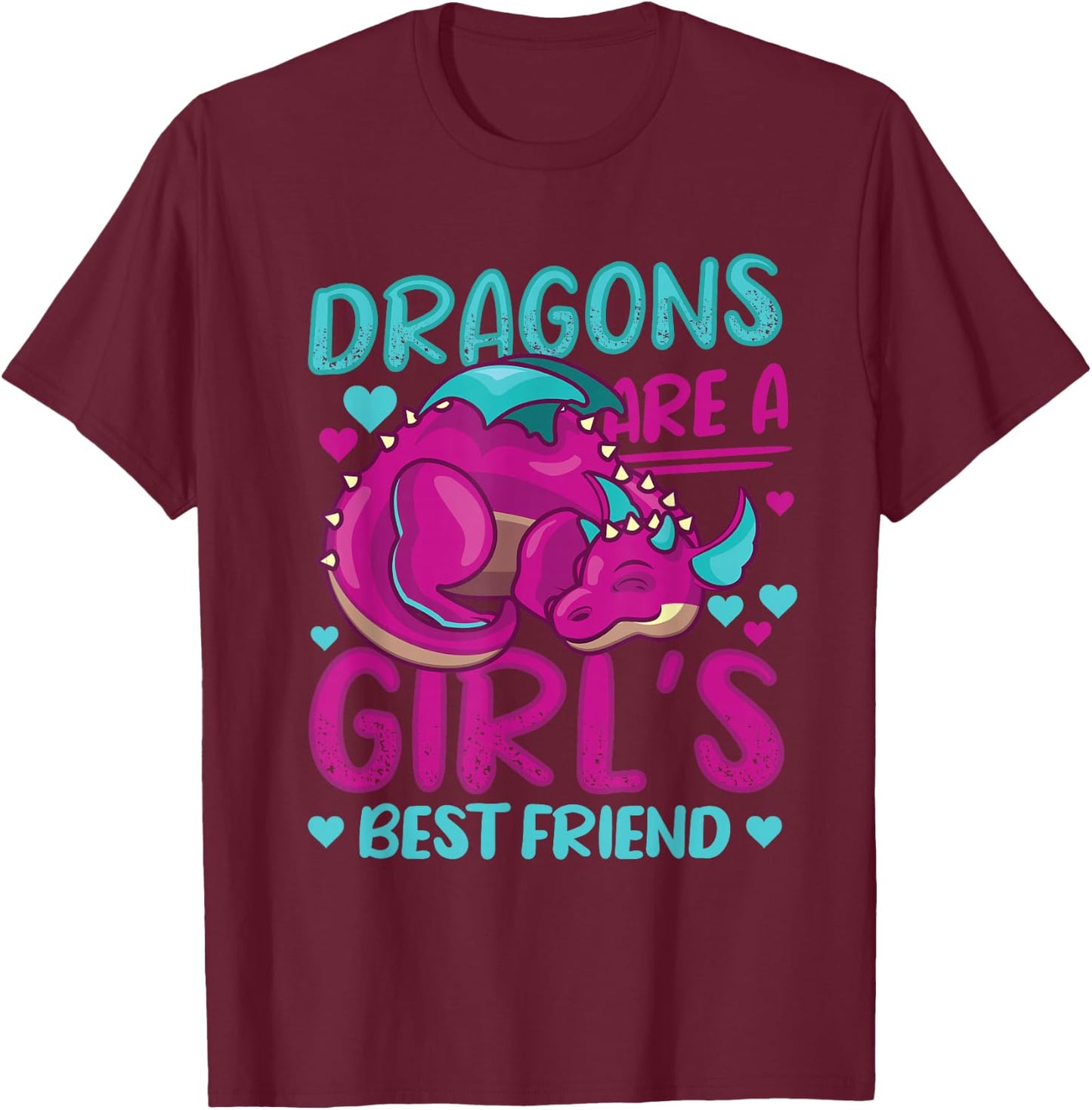 Dragons Are A Girl's Best Friend Dragon Girl T-Shirt - T-Shirt | Maroon