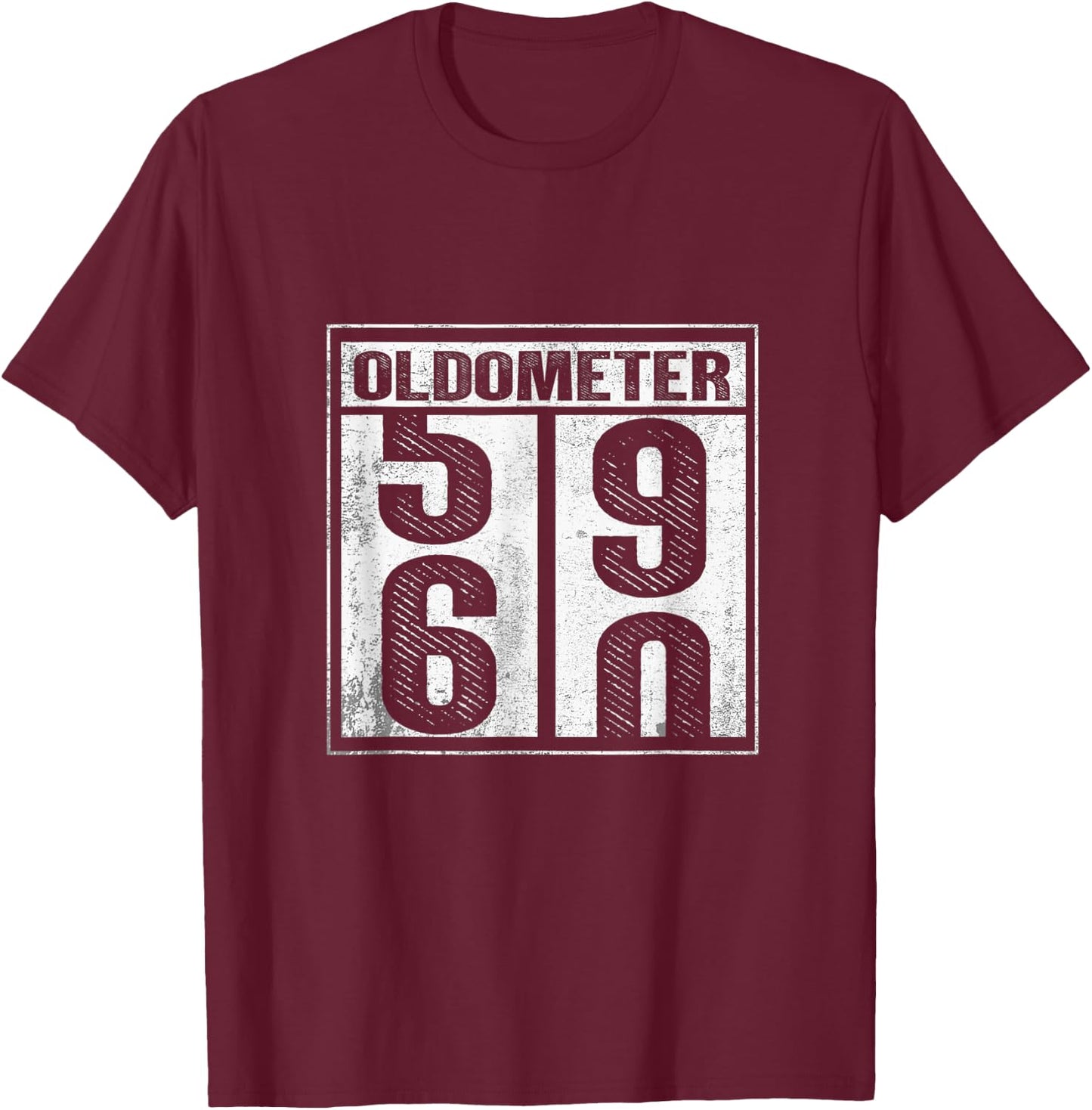 60th Birthday Funny Gift Men Women Oldometer 59 60 T-Shirt - T-Shirt | Maroon