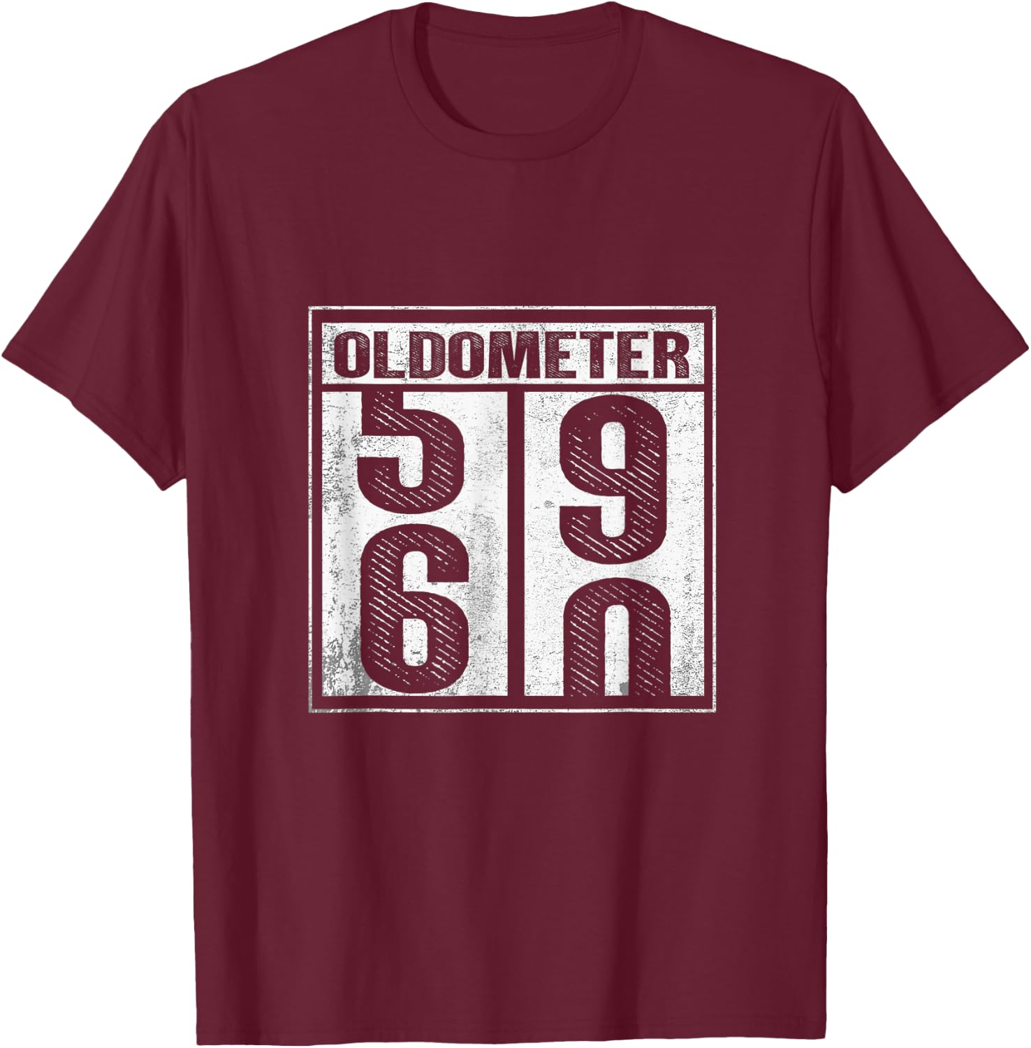 60th Birthday Funny Gift Men Women Oldometer 59 60 T-Shirt - T-Shirt | Maroon