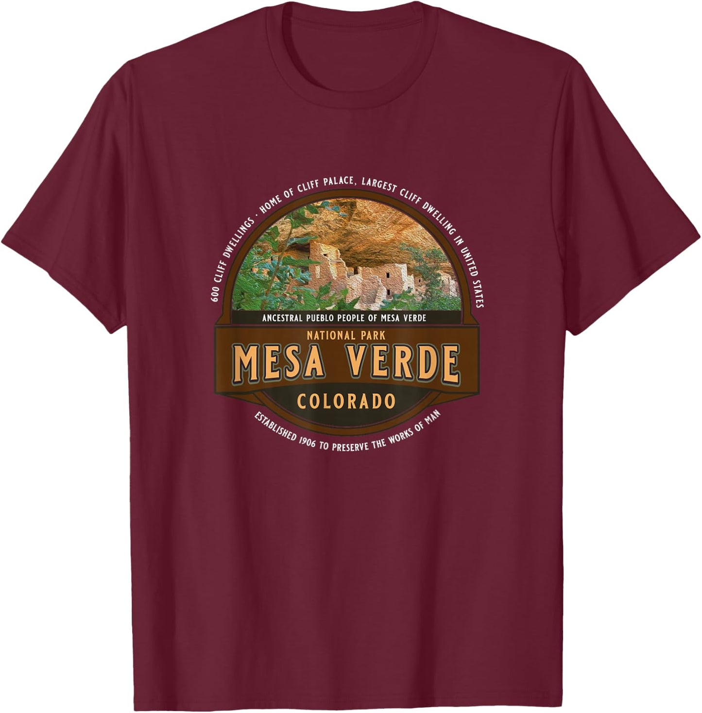 Mesa Verde National Park Colorado Cliff Dwelling Souvenir T-Shirt - T-Shirt | Maroon