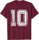 Distressed Number #10 Retro Number T-Shirt - T-Shirt | Maroon