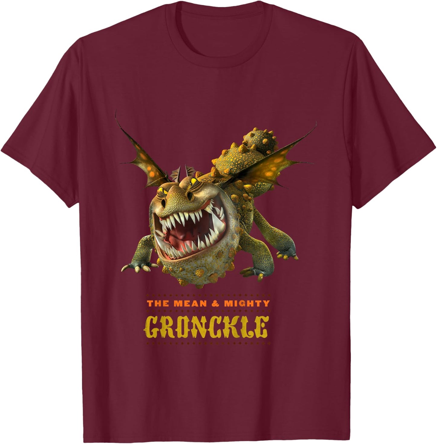 DreamWorks' Dragons: The Mean and Mighty Gronckle T-Shirt - T-Shirt | Maroon
