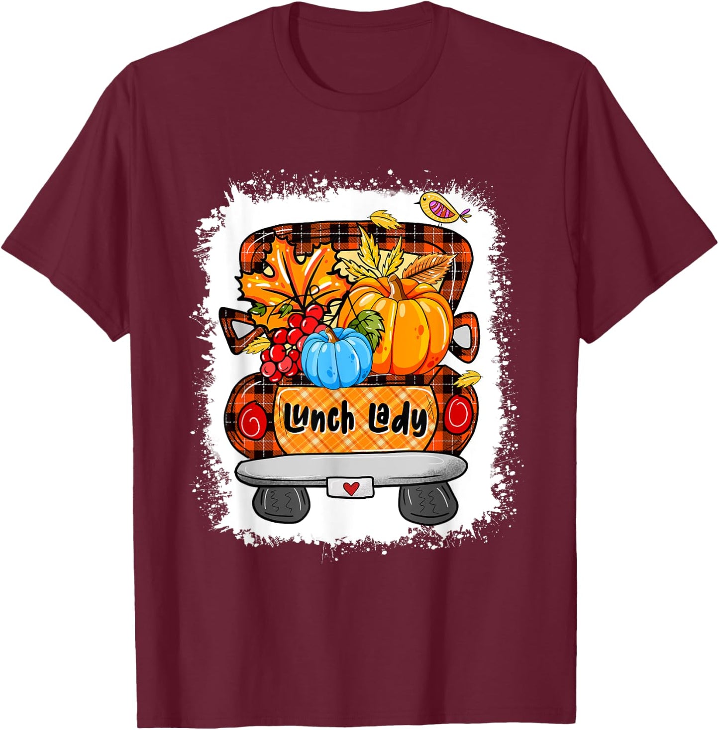 Fall Autumn Pumpkin Truck Lunch Lady Lover Thanksgiving T-Shirt - T-Shirt | Maroon