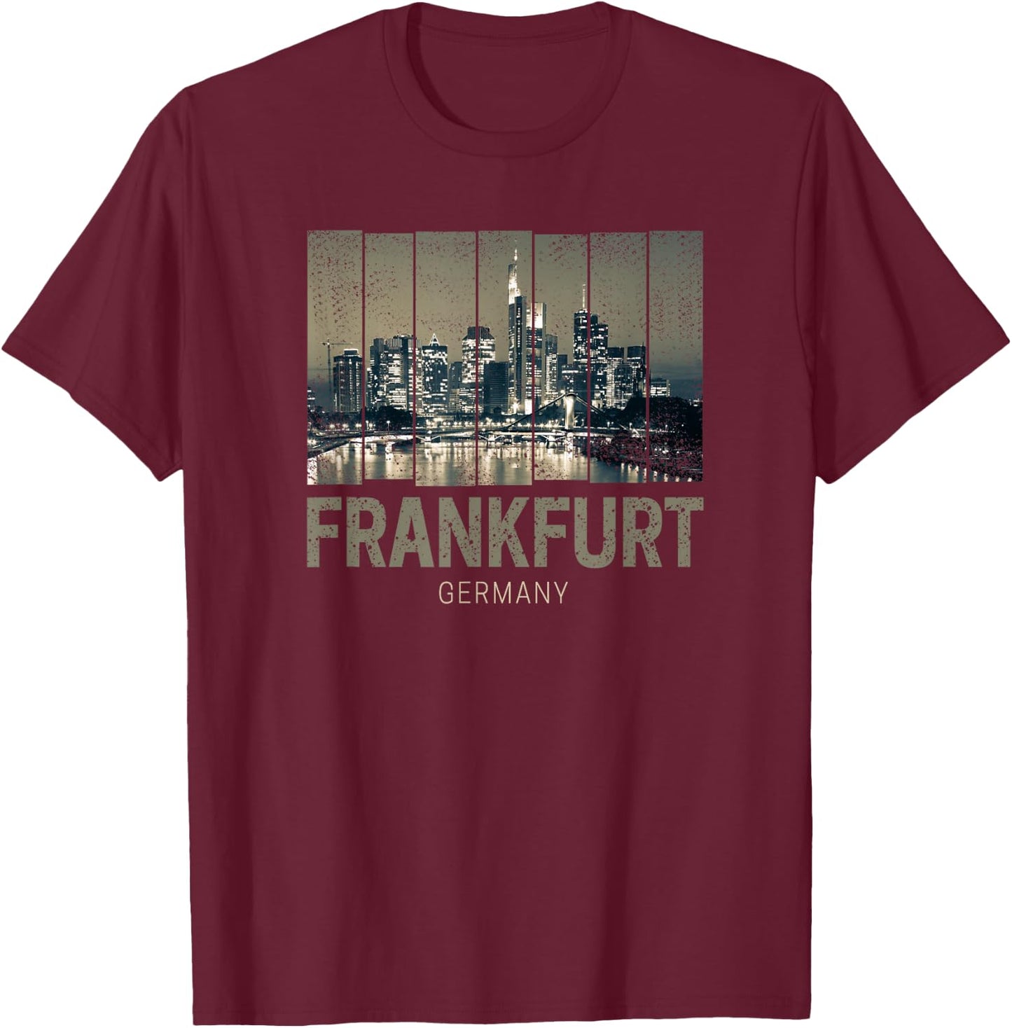 Frankfurt Germany Skyline Fine Art Vintage Souvenir T-Shirt - T-Shirt | Maroon