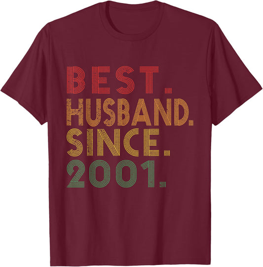Best Husband Since 2001 Funny 19th Wedding Anniversary Gifts T-Shirt - T-Shirt | Maroon